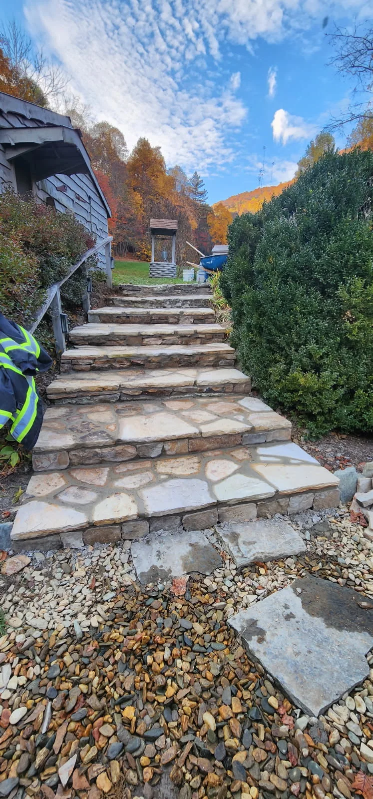 Flagstone steps climbing a hillside path